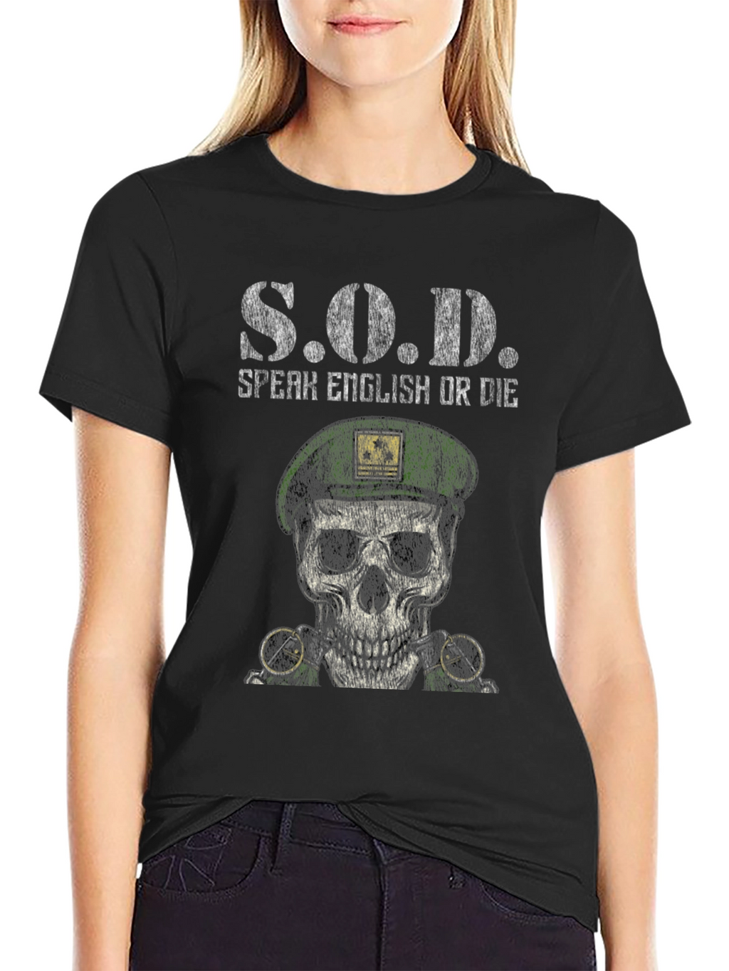 S.O.D. Speak English Or Die Skull Graphic Tee