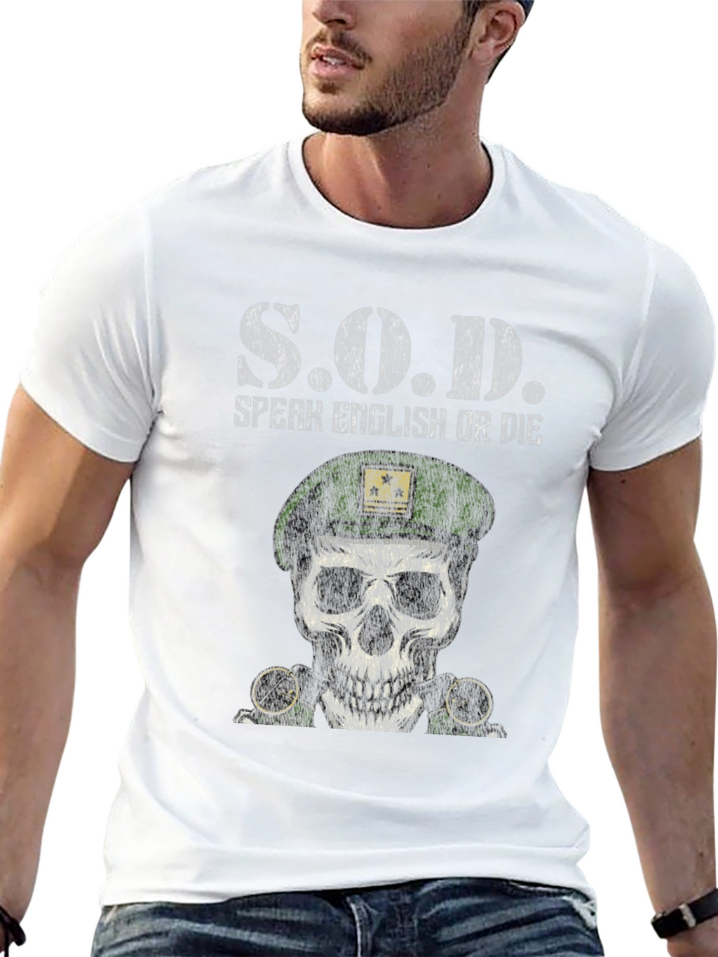 S.O.D. Speak English Or Die Skull Graphic Tee