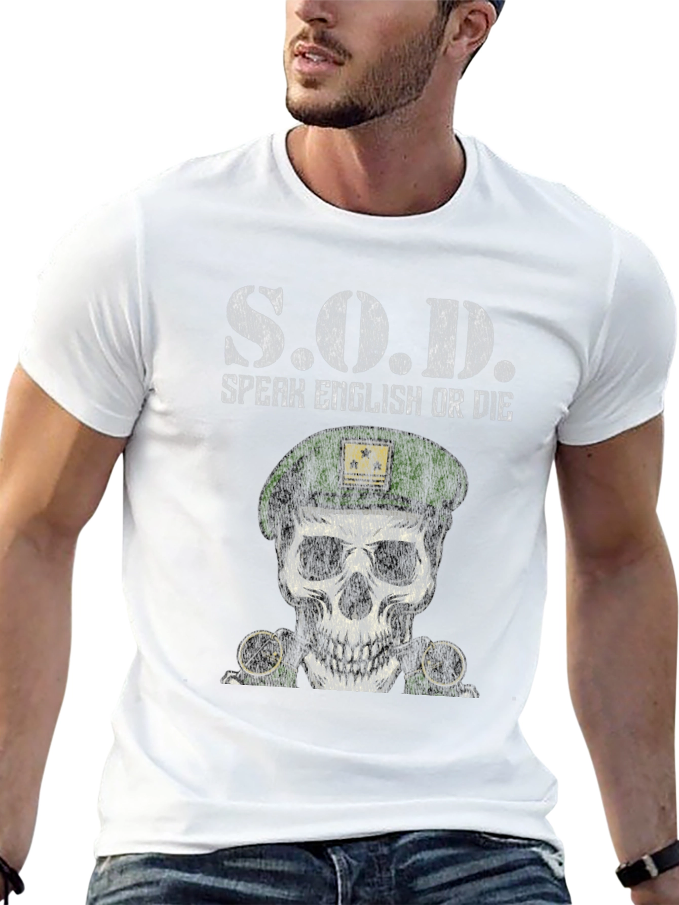 S.O.D. Speak English Or Die Skull Graphic Tee