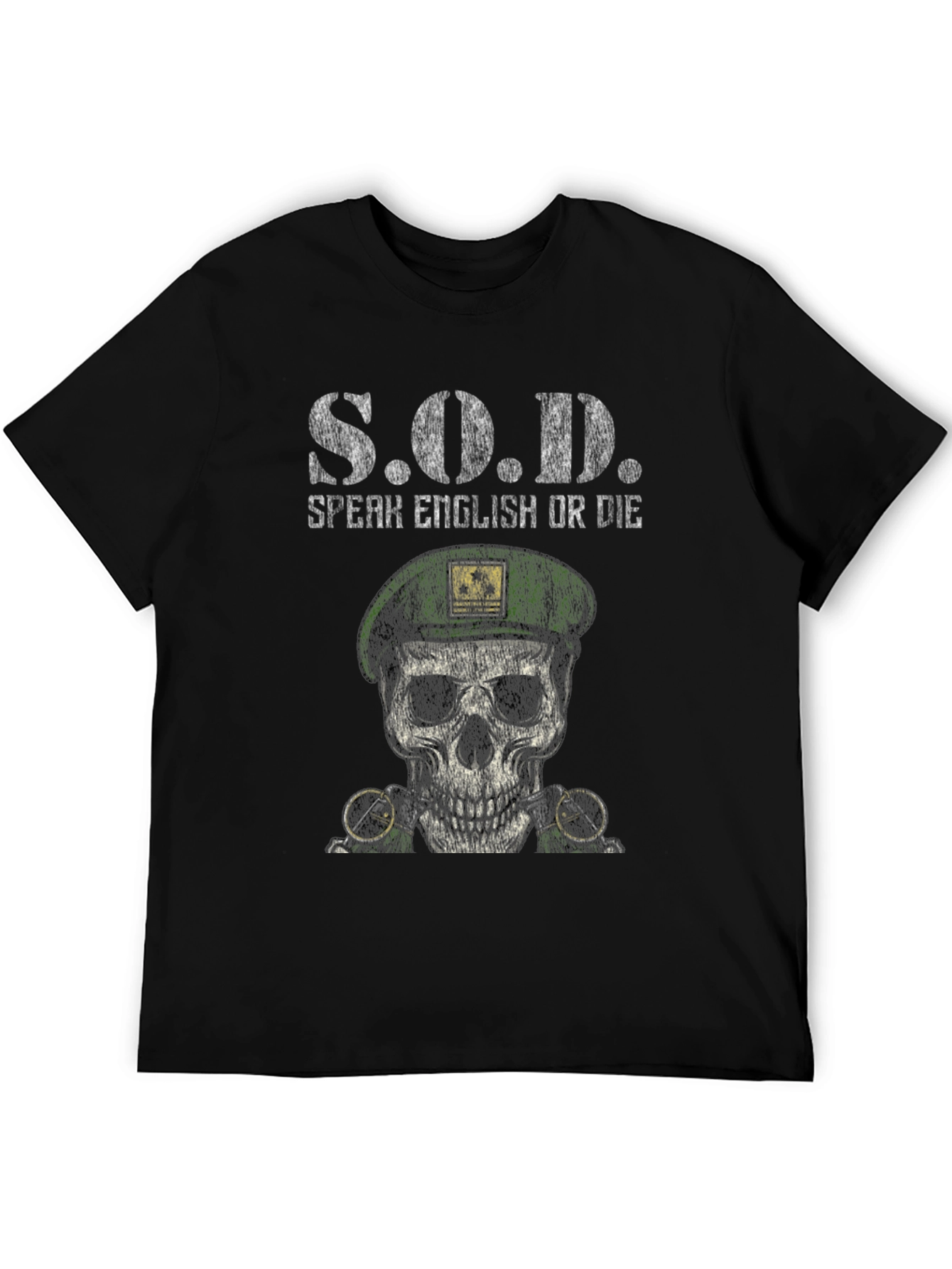 S.O.D. Speak English Or Die Skull Graphic Tee