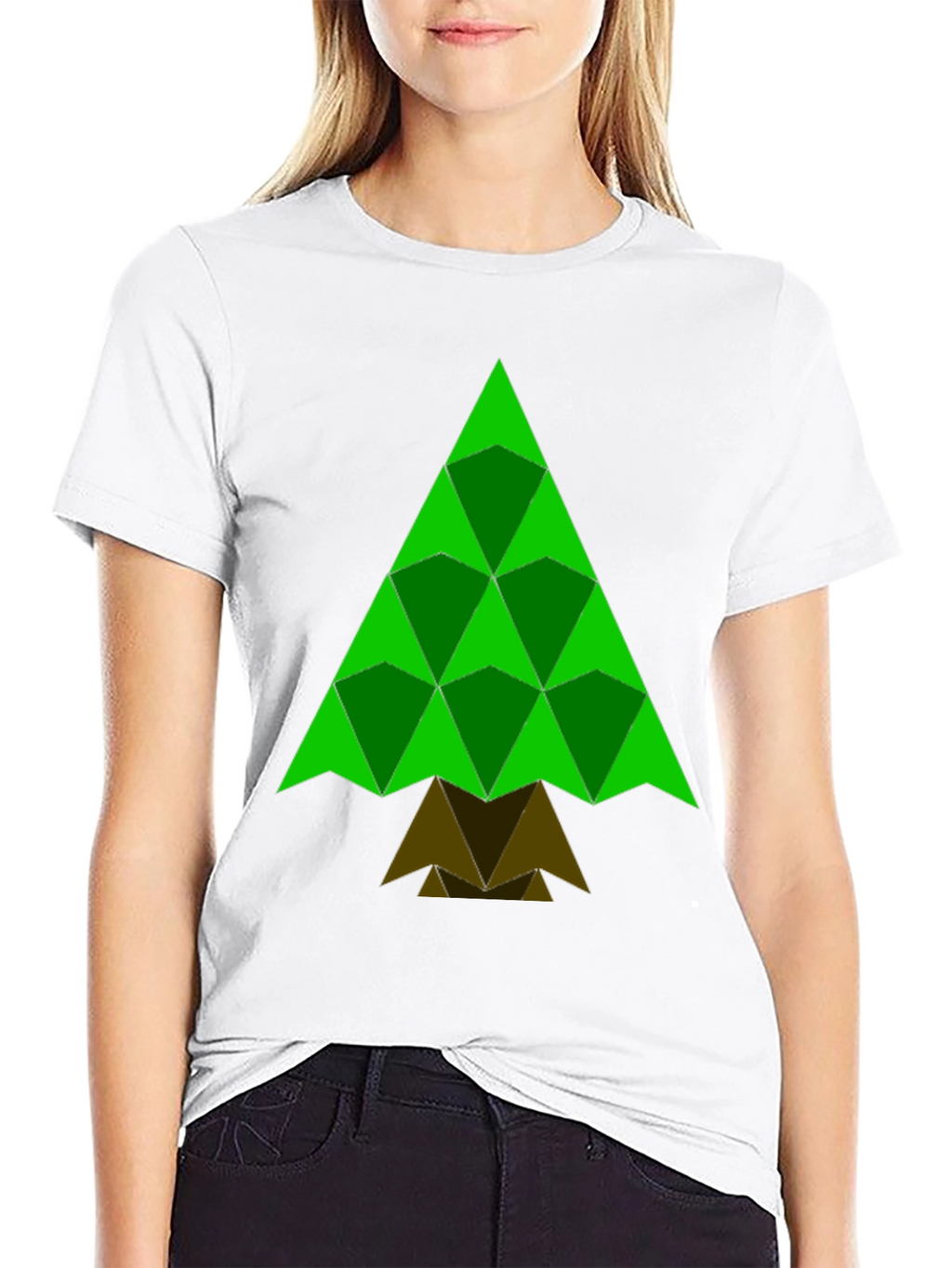 Geometric Christmas Tree Black T-Shirt