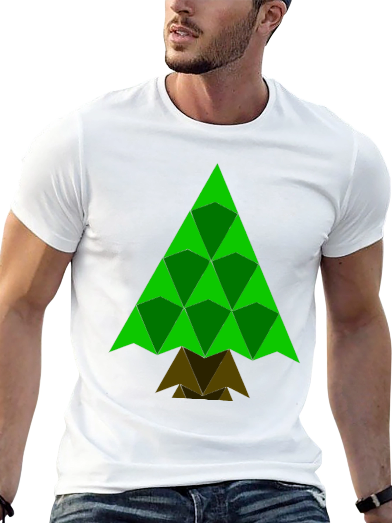 Geometric Christmas Tree Black T-Shirt