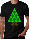 Geometric Christmas Tree Black T-Shirt