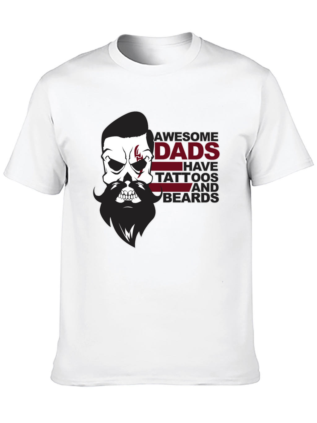 Awesome Dads Skull Tattoo & Beard Black T-Shirt