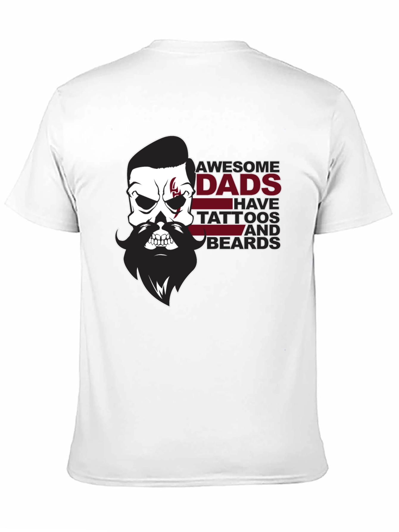 Awesome Dads Skull Tattoo & Beard Black T-Shirt