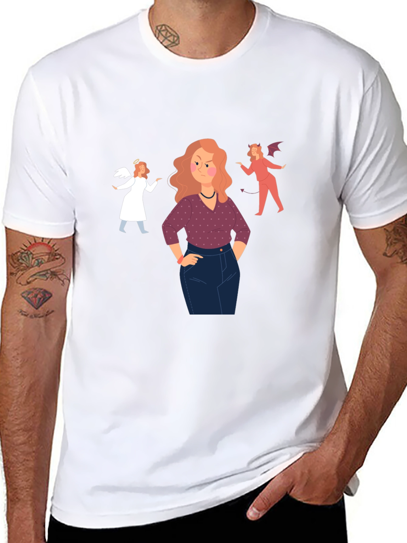 Angel and Devil Advice Graphic Tee