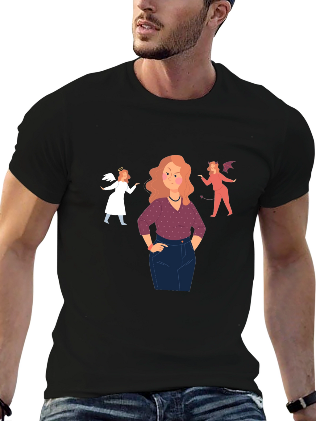 Angel and Devil Advice Graphic Tee