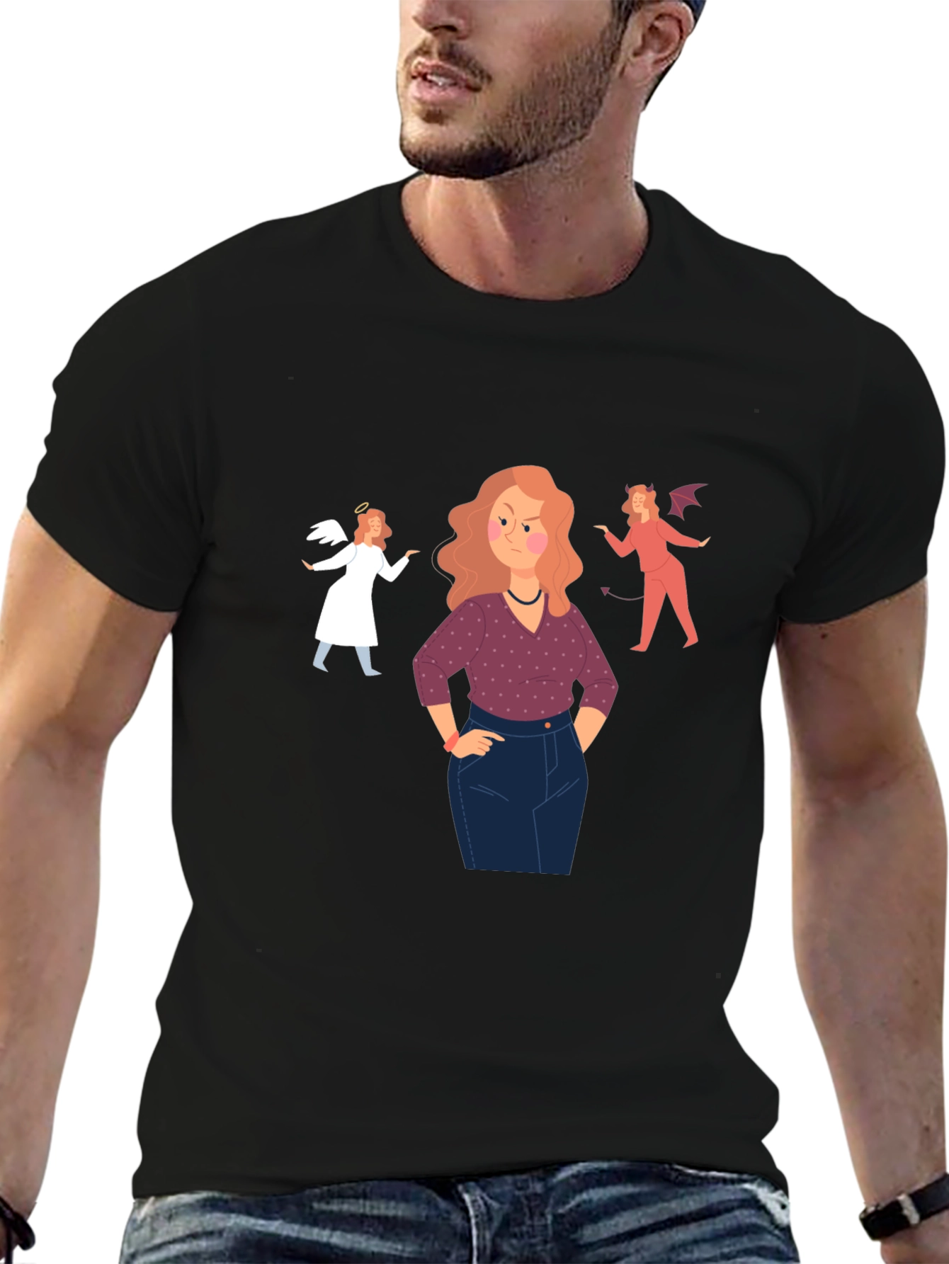 Angel and Devil Advice Graphic Tee