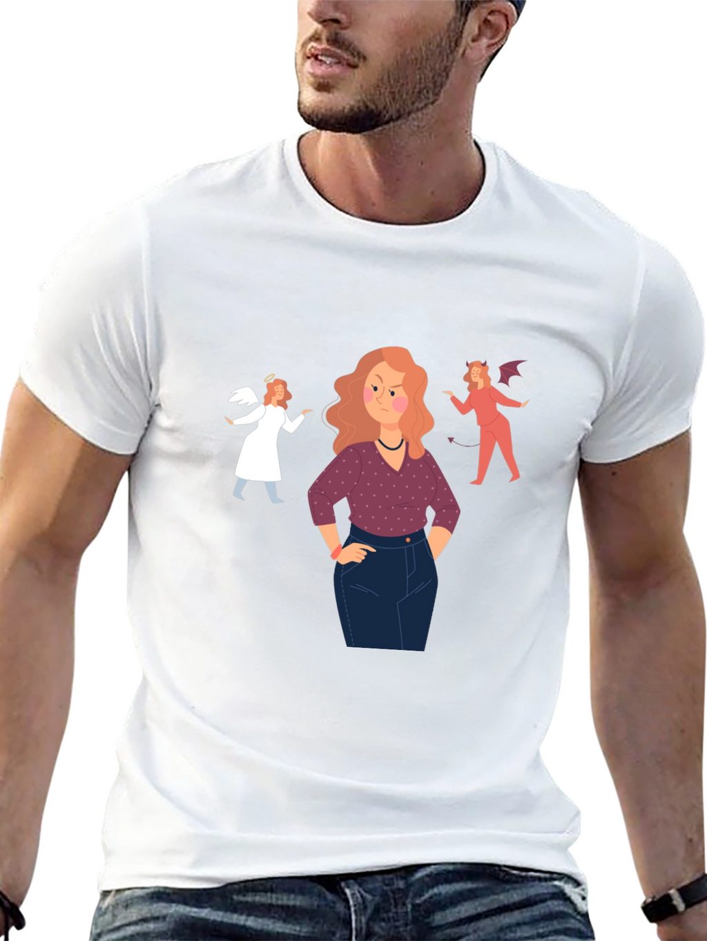 Angel and Devil Advice Graphic Tee
