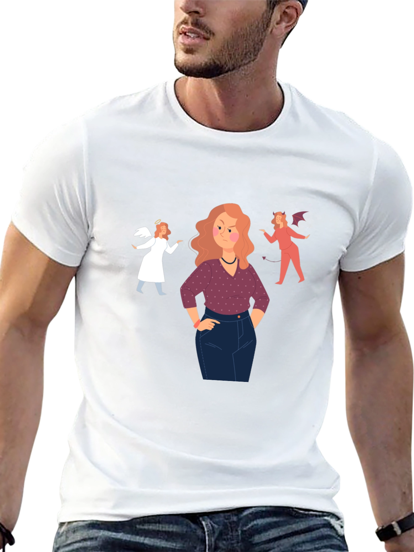 Angel and Devil Advice Graphic Tee