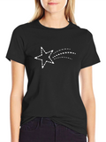 Black Tee with Shooting Star Graphic Print