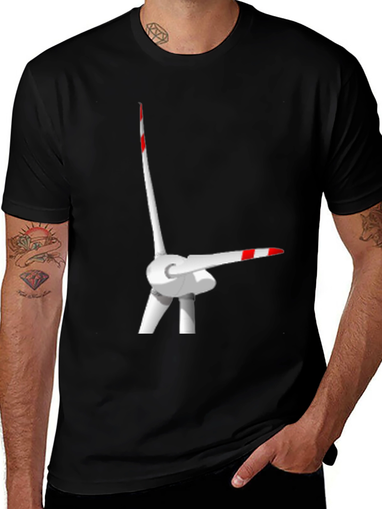 Wind Turbine T-Shirt - Black Graphic Tee