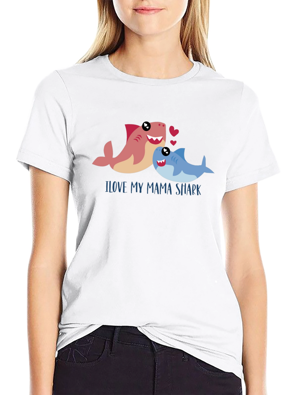 I Love My Mama Shark Black T-Shirt