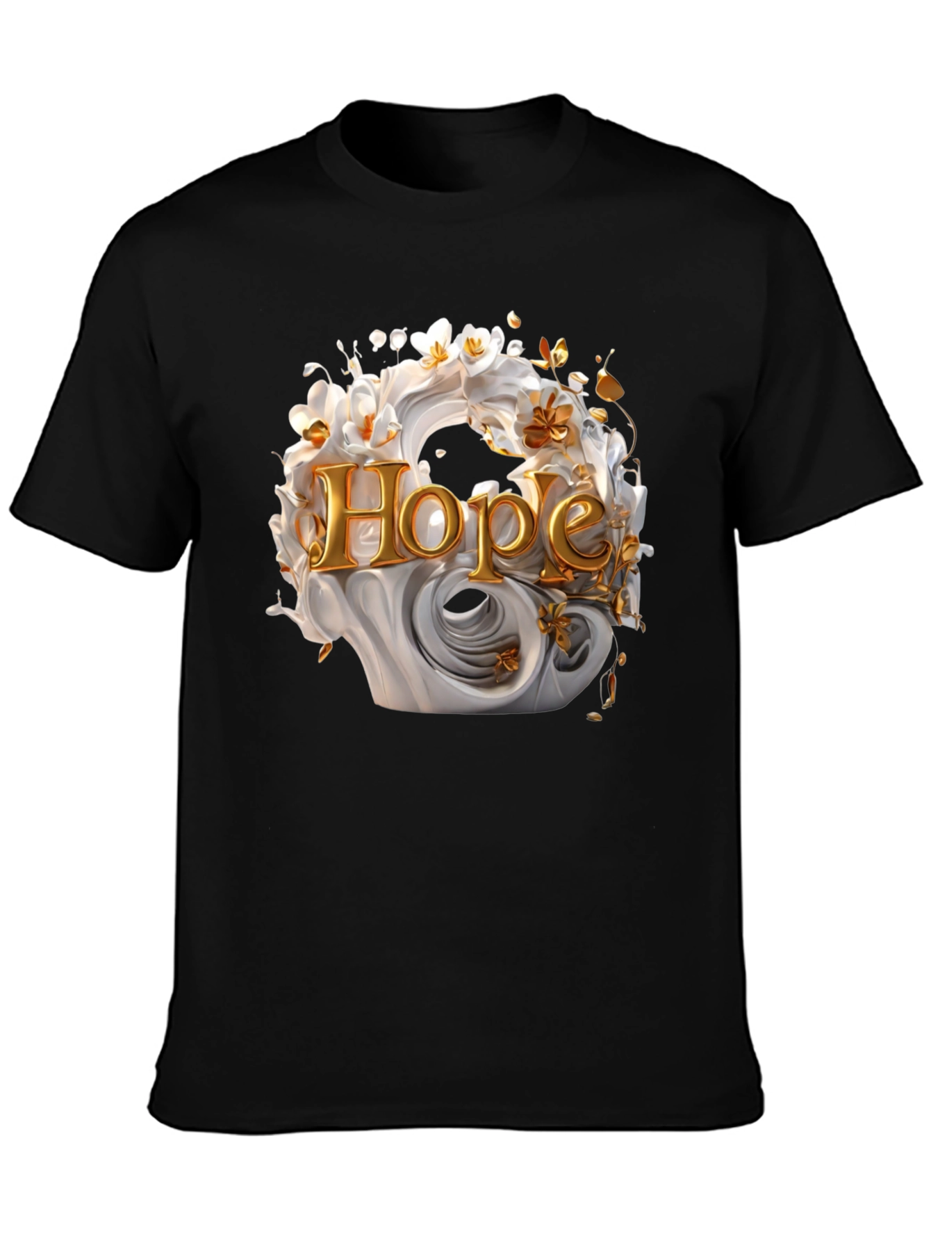 Hope Floral Graphic Tee - Elegant Black Cotton T-Shirt