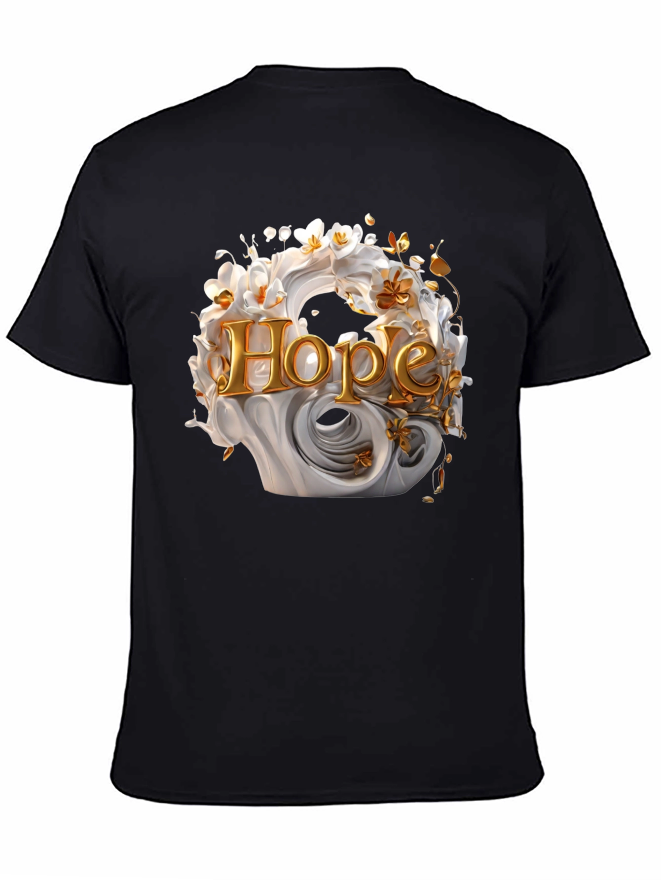 Hope Floral Graphic Tee - Elegant Black Cotton T-Shirt