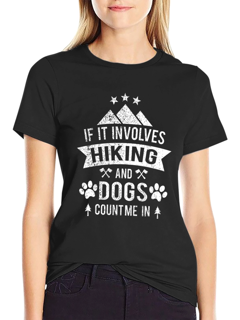 Hiking and Dogs T-Shirt - Black