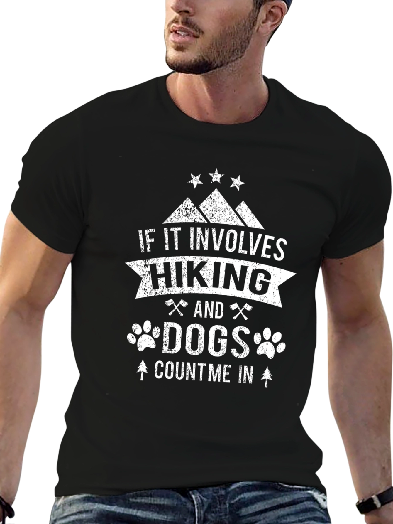 Hiking and Dogs T-Shirt - Black