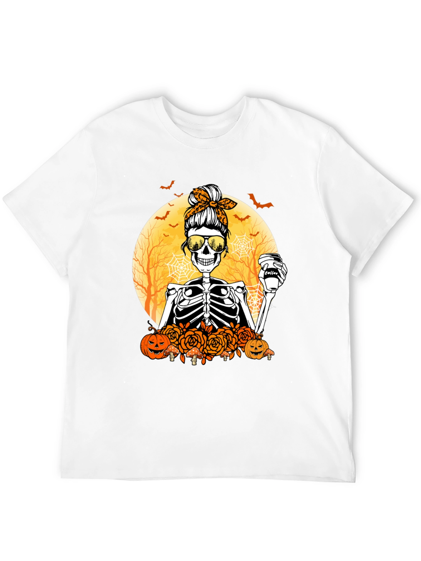 Skeleton Messy Bun Halloween T-Shirt