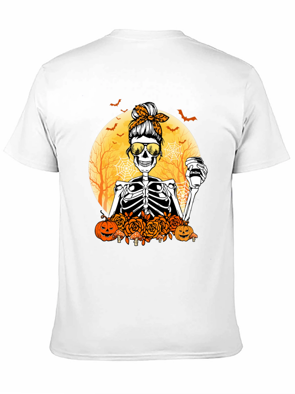 Skeleton Messy Bun Halloween T-Shirt