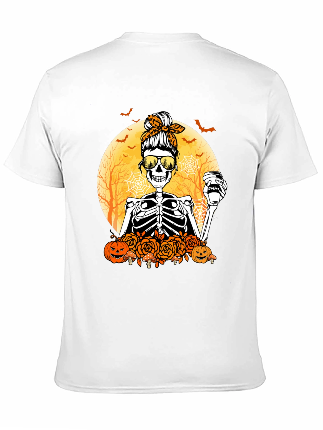 Skeleton Messy Bun Halloween T-Shirt