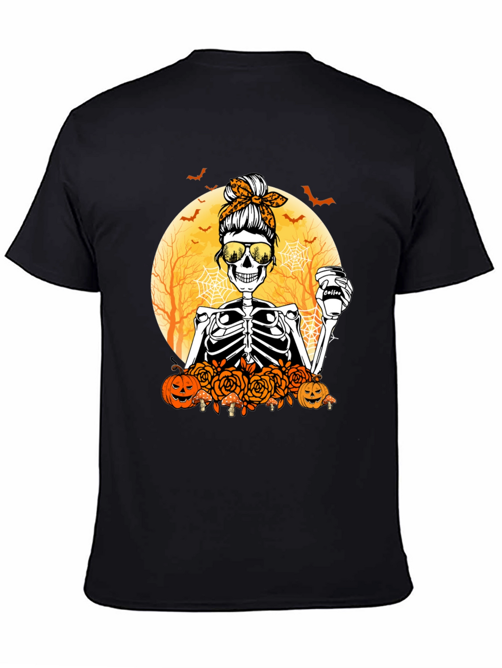 Skeleton Messy Bun Halloween T-Shirt