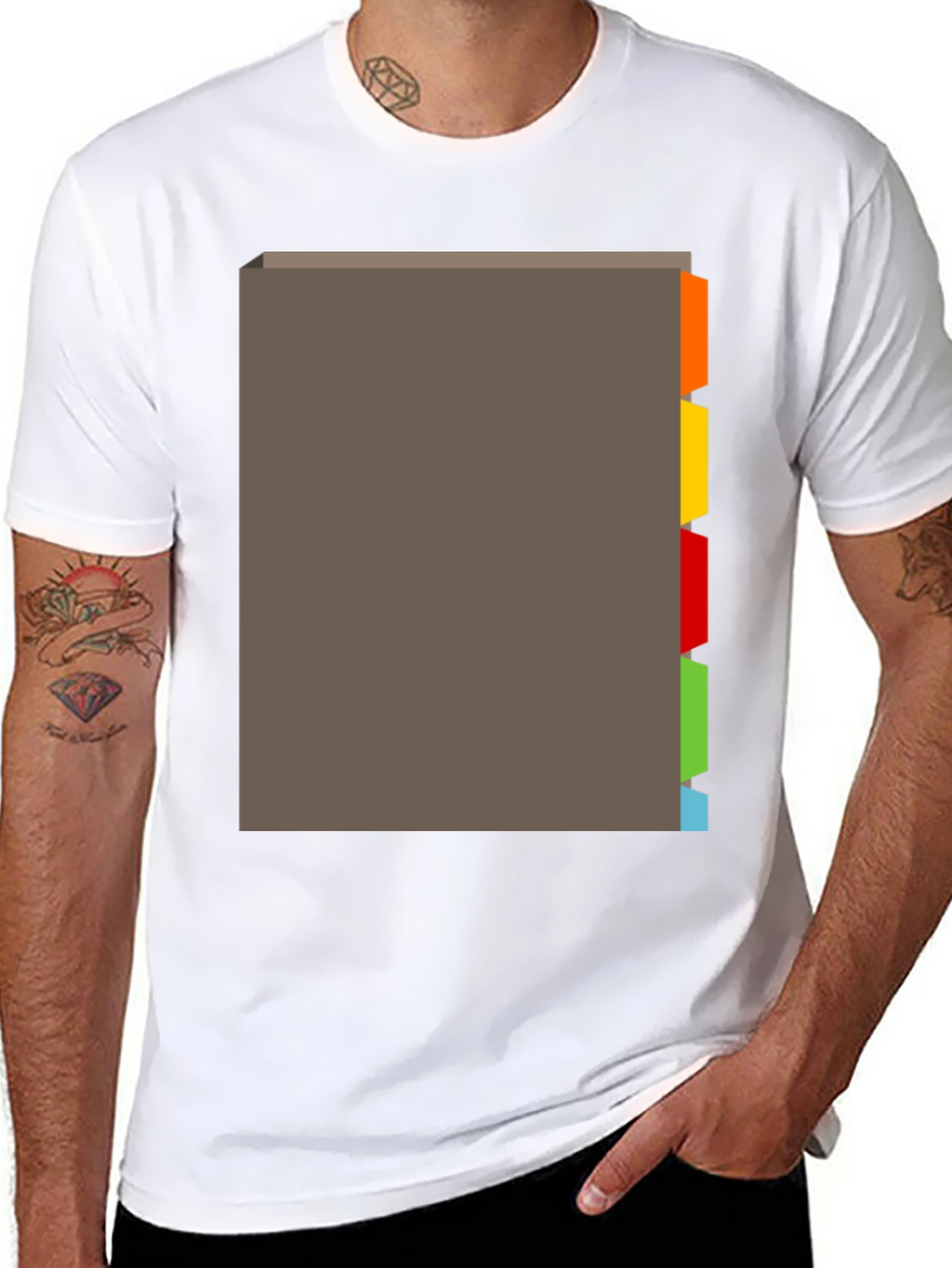 Black T-Shirt with Tabbed Book Design