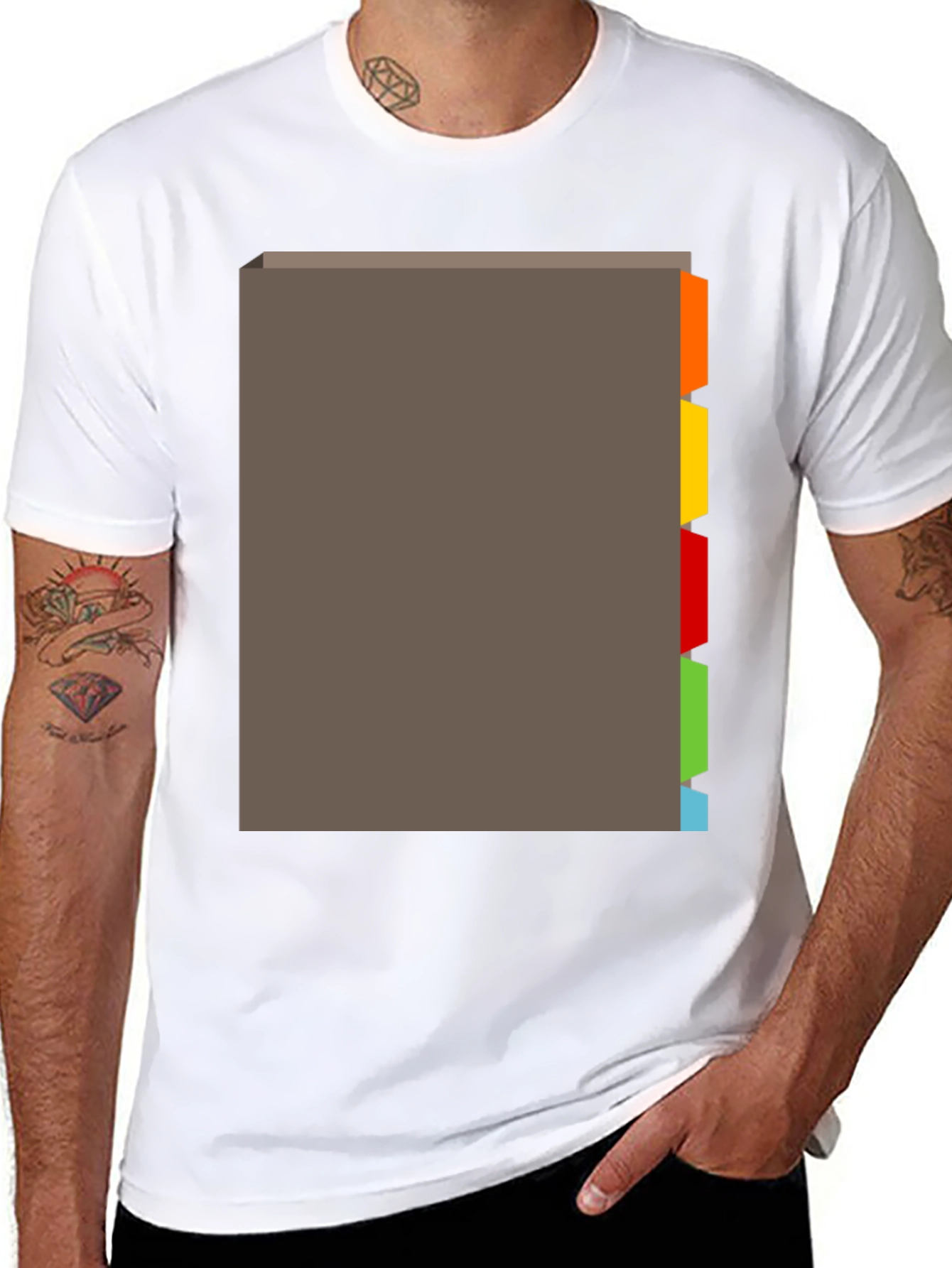 Black T-Shirt with Tabbed Book Design