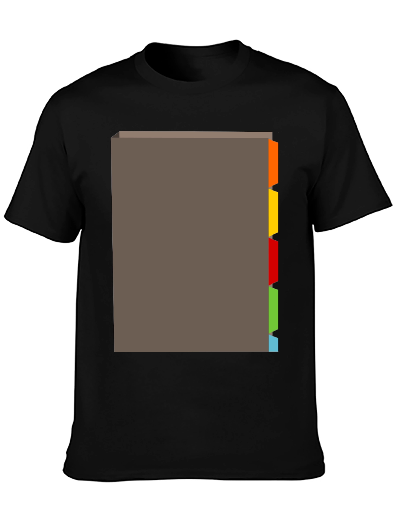 Black T-Shirt with Tabbed Book Design