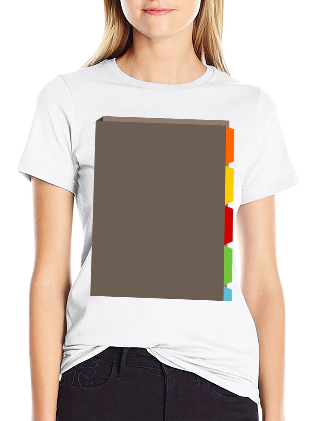 Black T-Shirt with Tabbed Book Design