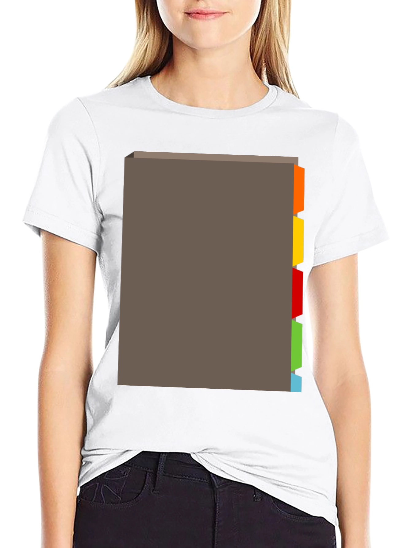 Black T-Shirt with Tabbed Book Design