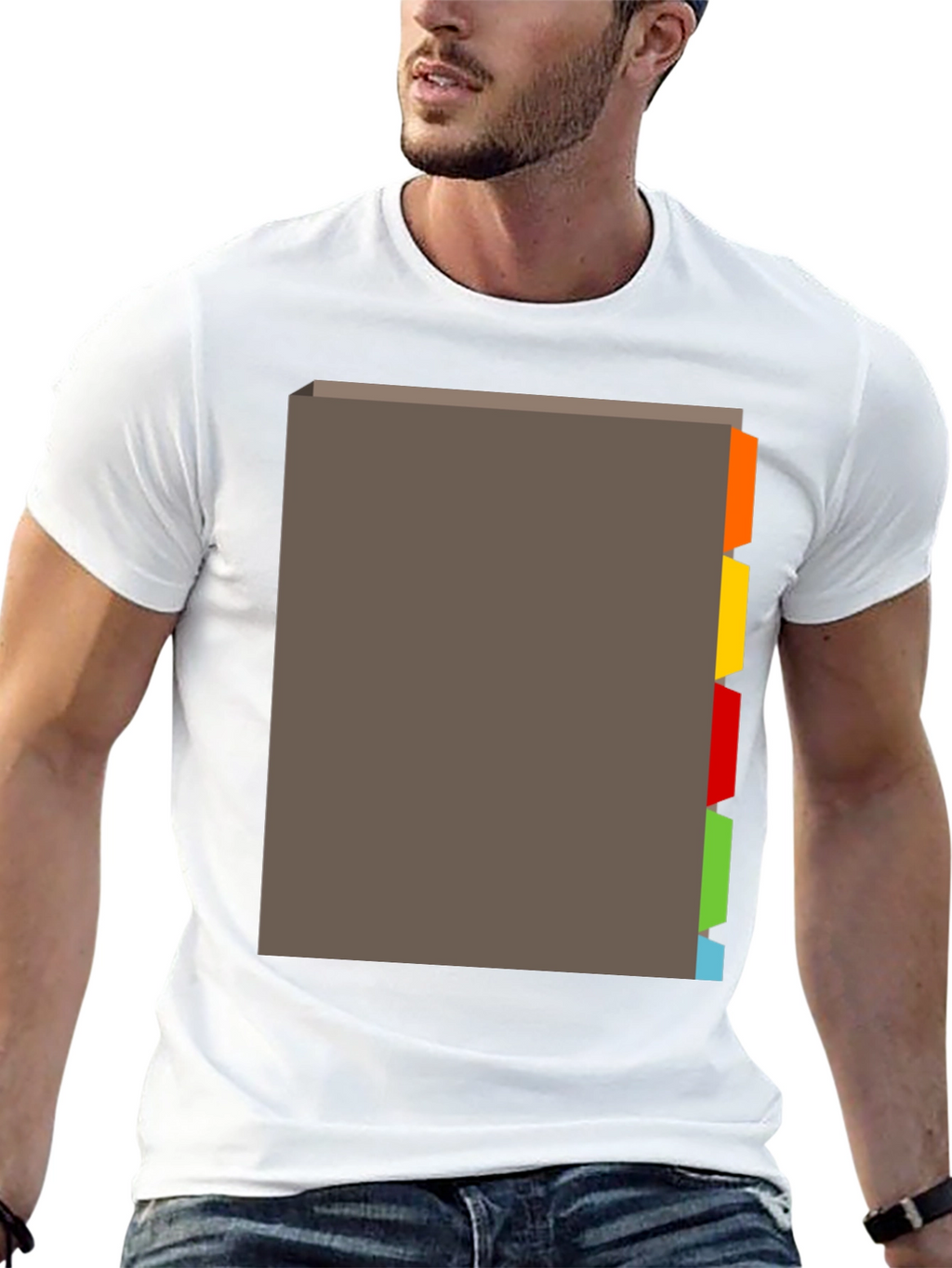 Black T-Shirt with Tabbed Book Design