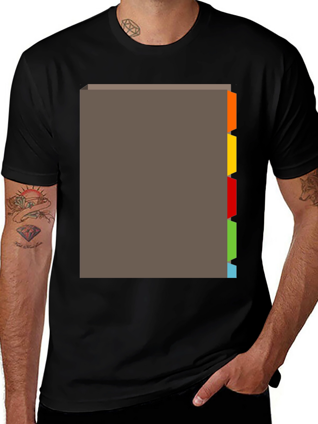 Black T-Shirt with Tabbed Book Design
