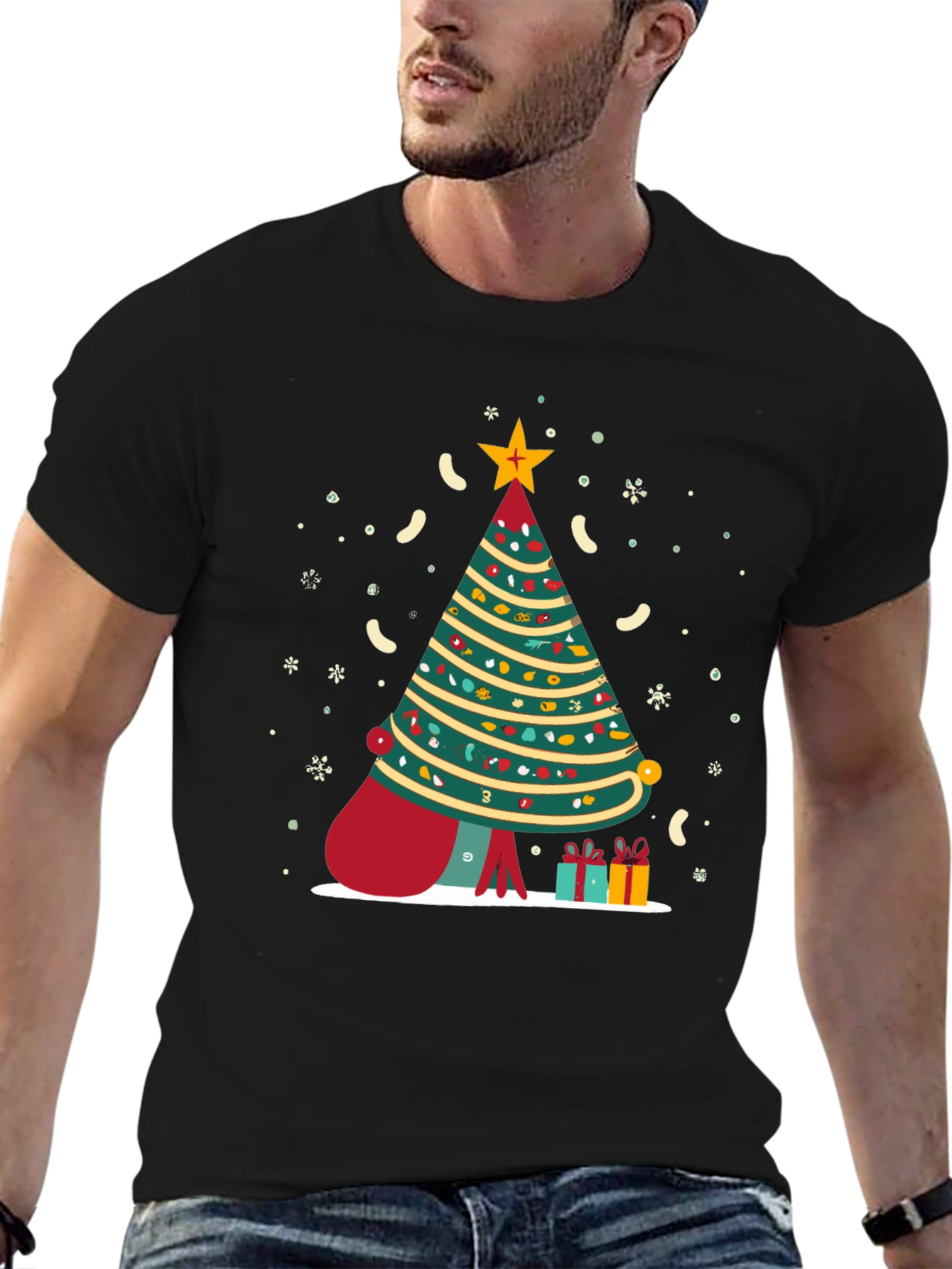 Festive Christmas Tree Graphic Tee - Holiday Season Style