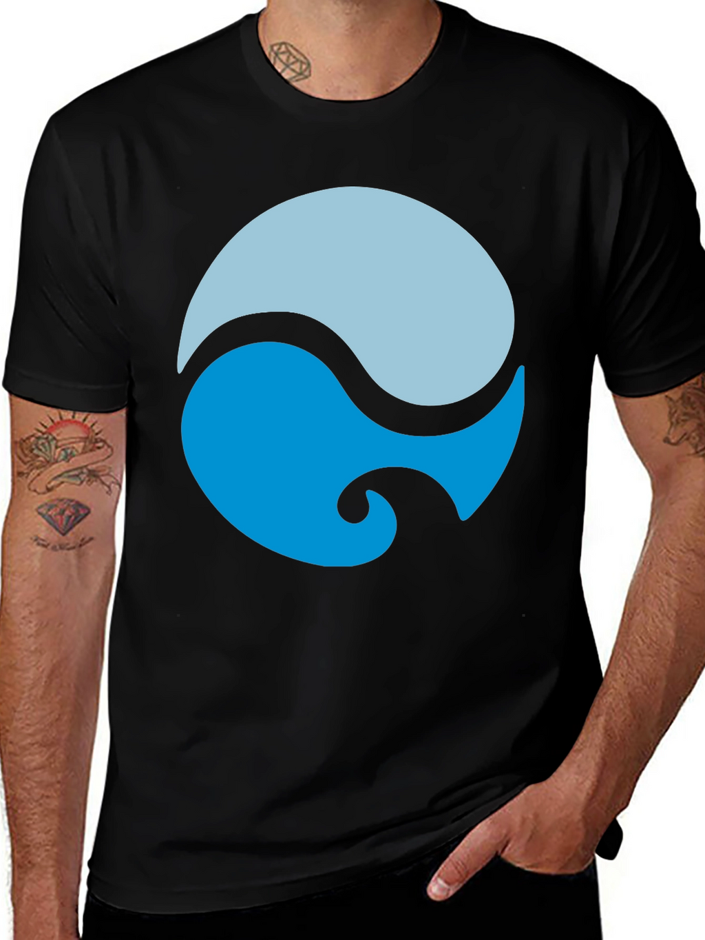 Yin Yang Water Style Black Tee