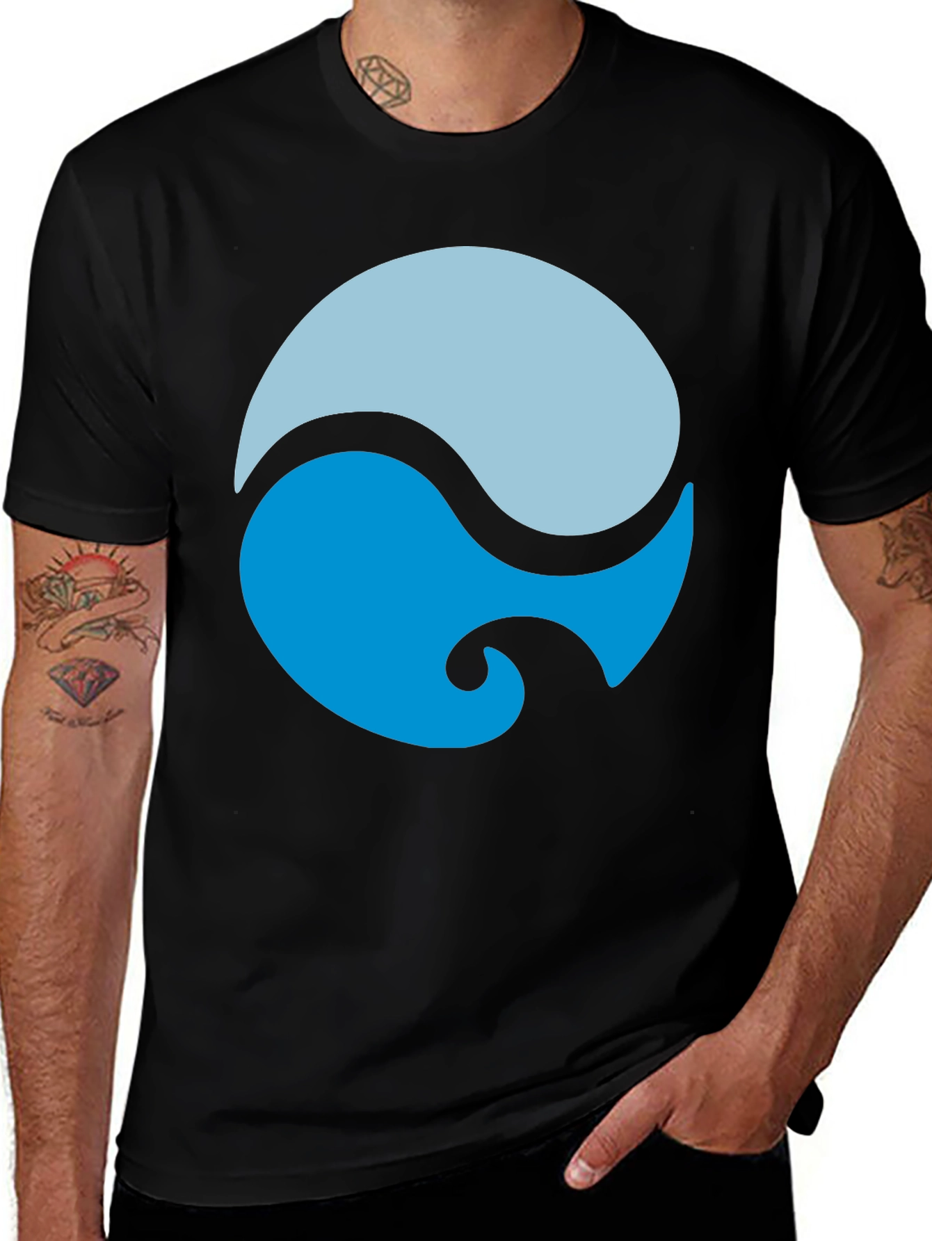Yin Yang Water Style Black Tee