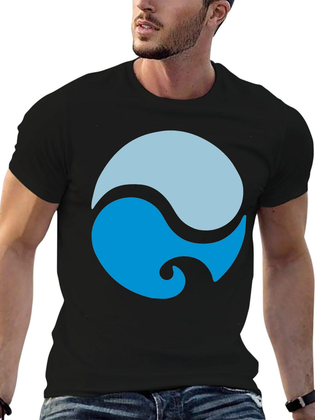 Yin Yang Water Style Black Tee