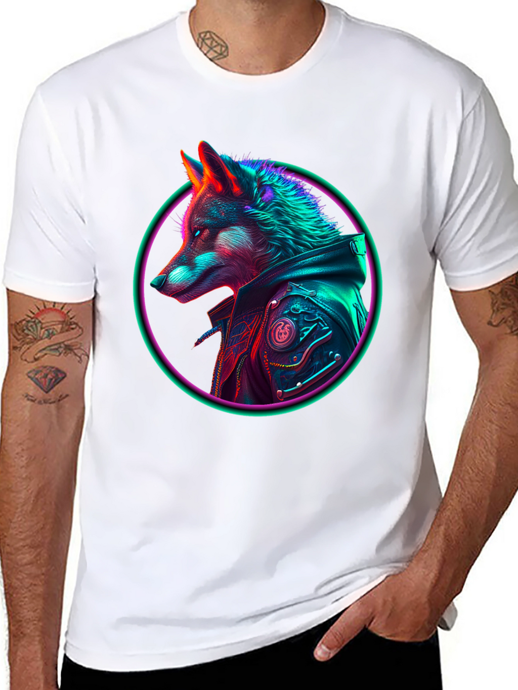 Neon Wolf Graphic T-Shirt - Streetwear Style