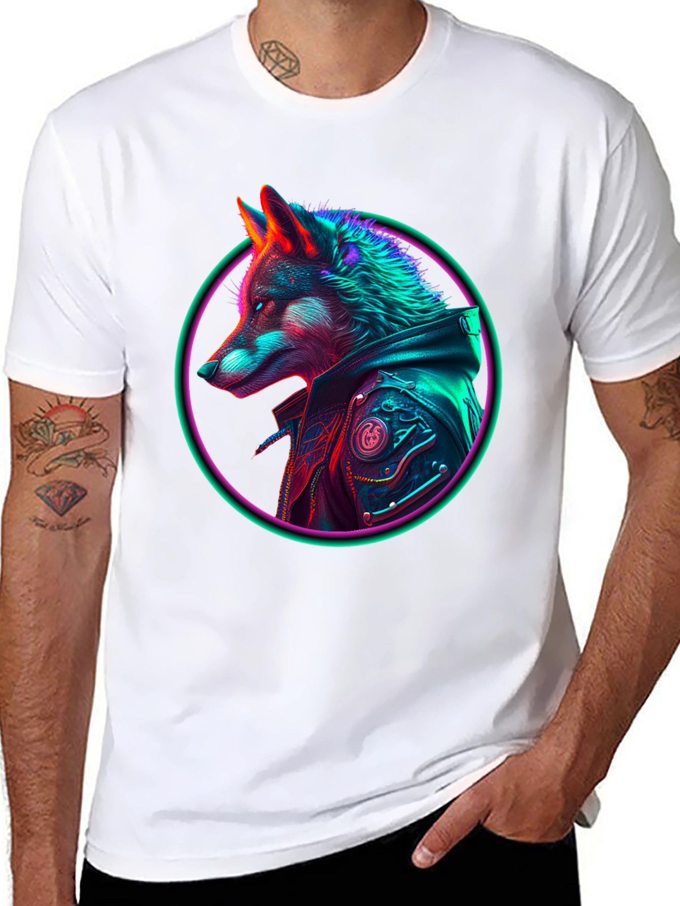 Neon Wolf Graphic T-Shirt - Streetwear Style