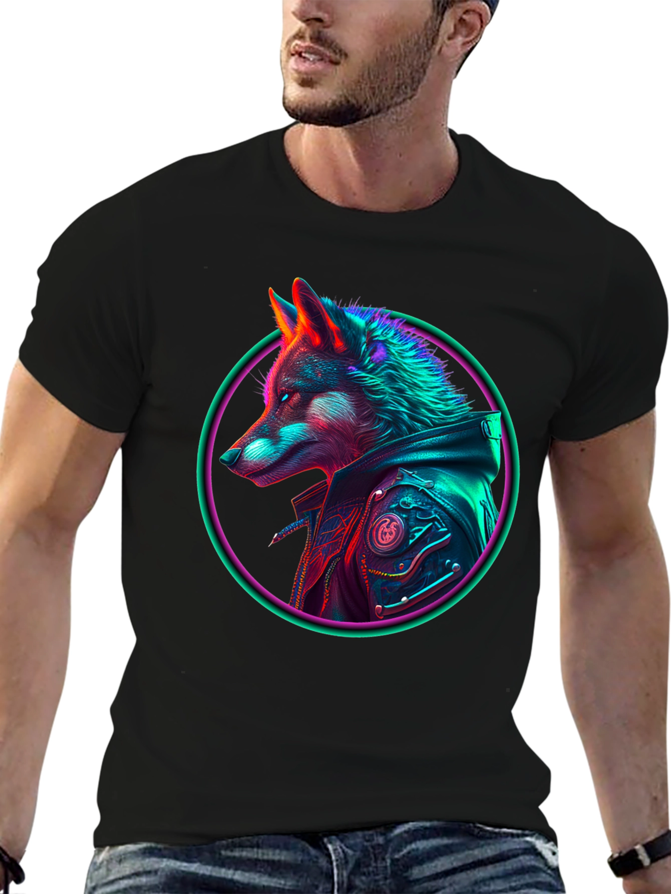 Neon Wolf Graphic T-Shirt - Streetwear Style