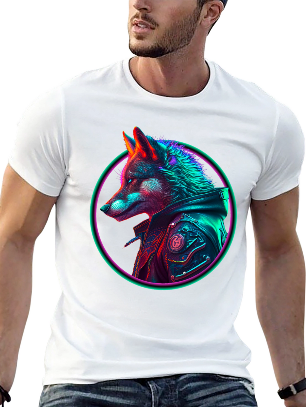Neon Wolf Graphic T-Shirt - Streetwear Style