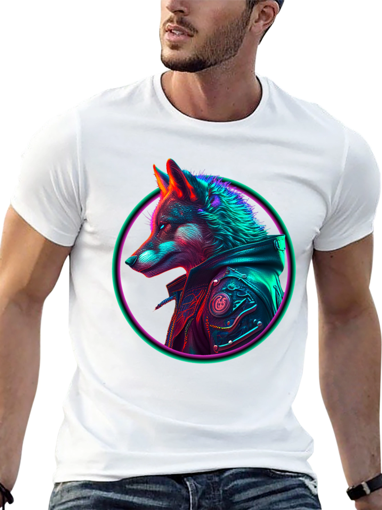 Neon Wolf Graphic T-Shirt - Streetwear Style