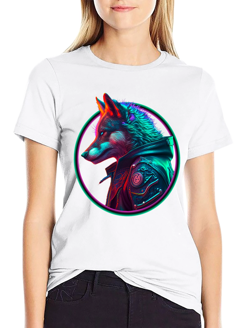 Neon Wolf Graphic T-Shirt - Streetwear Style