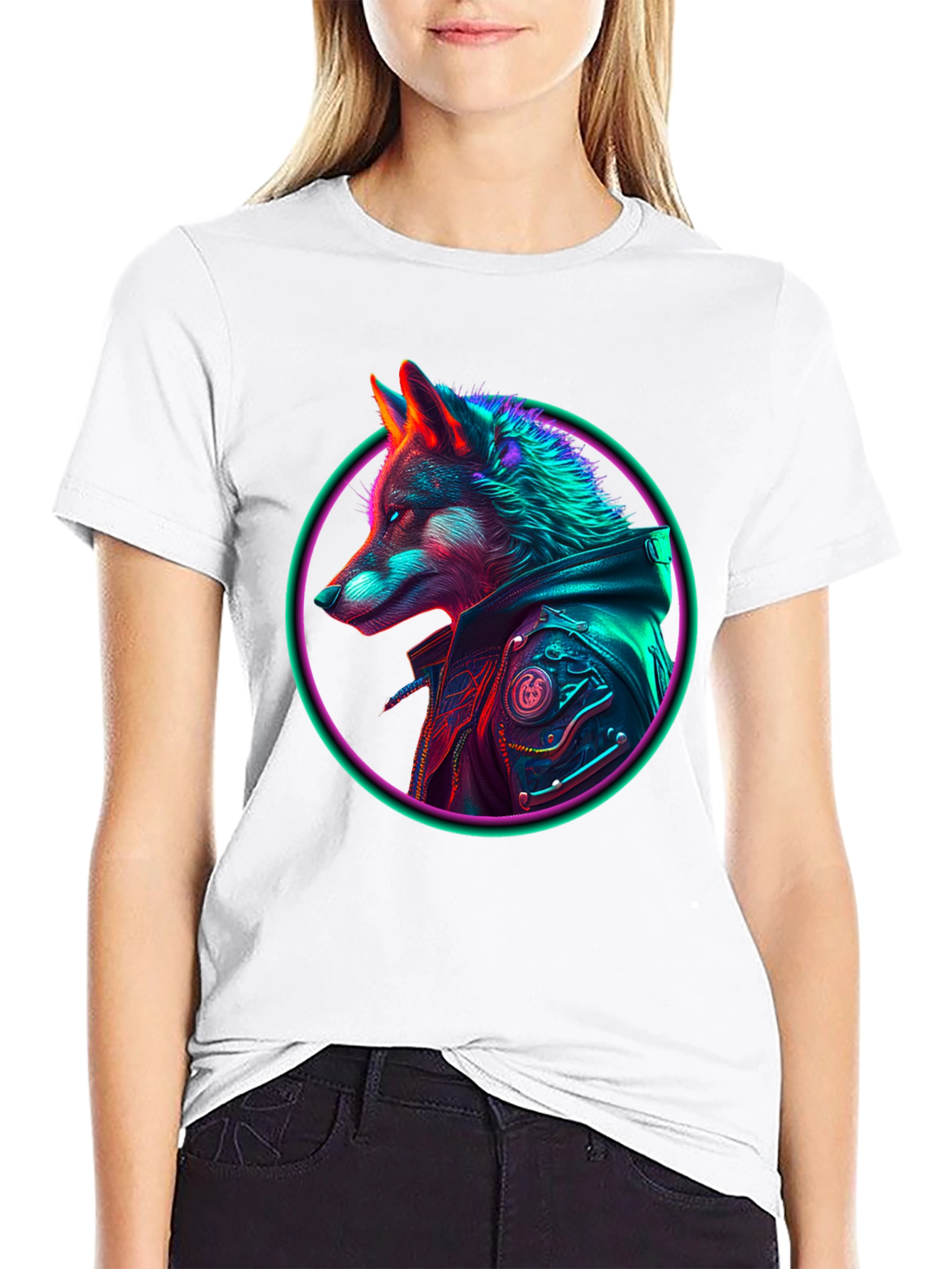Neon Wolf Graphic T-Shirt - Streetwear Style