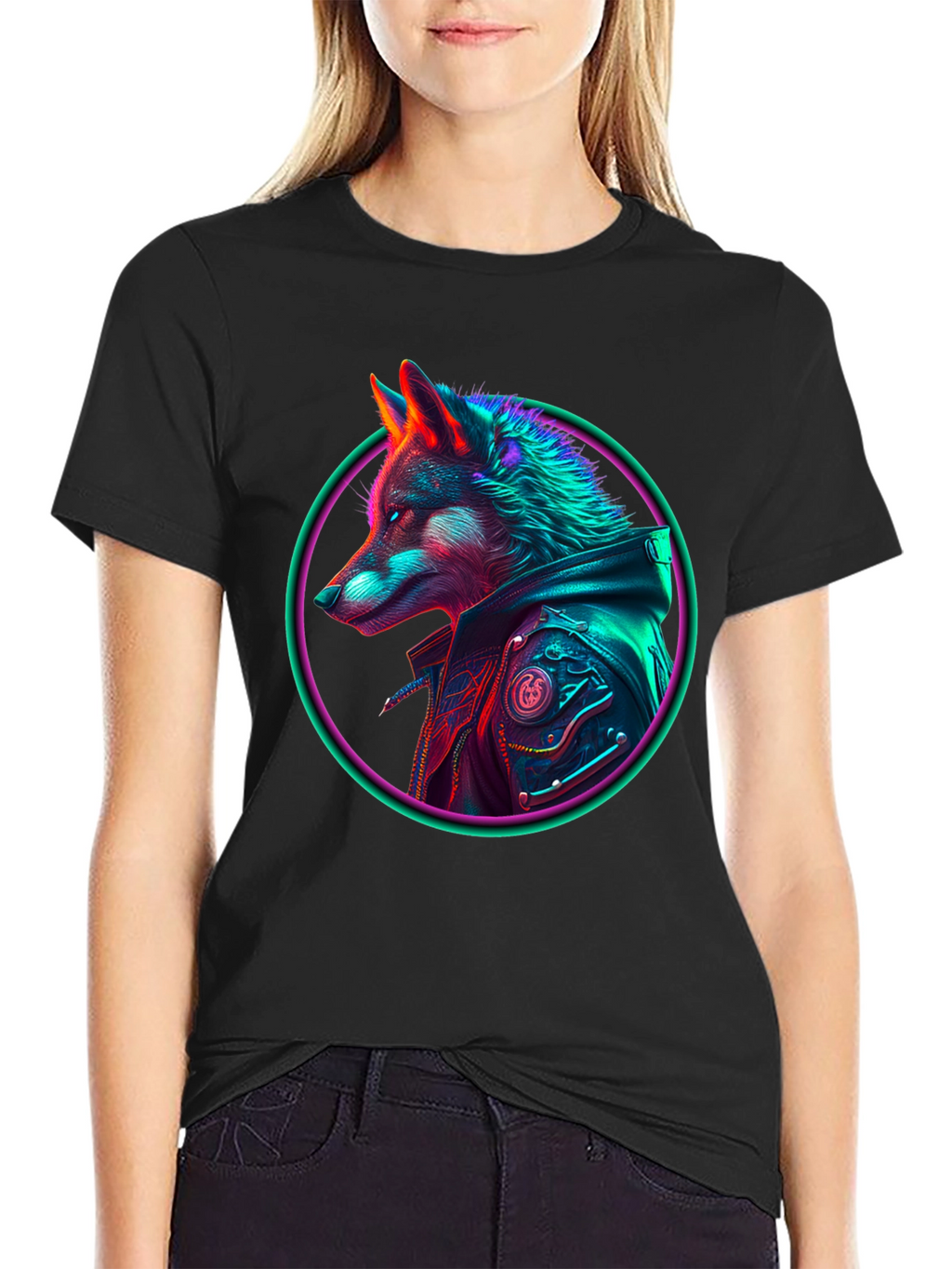 Neon Wolf Graphic T-Shirt - Streetwear Style
