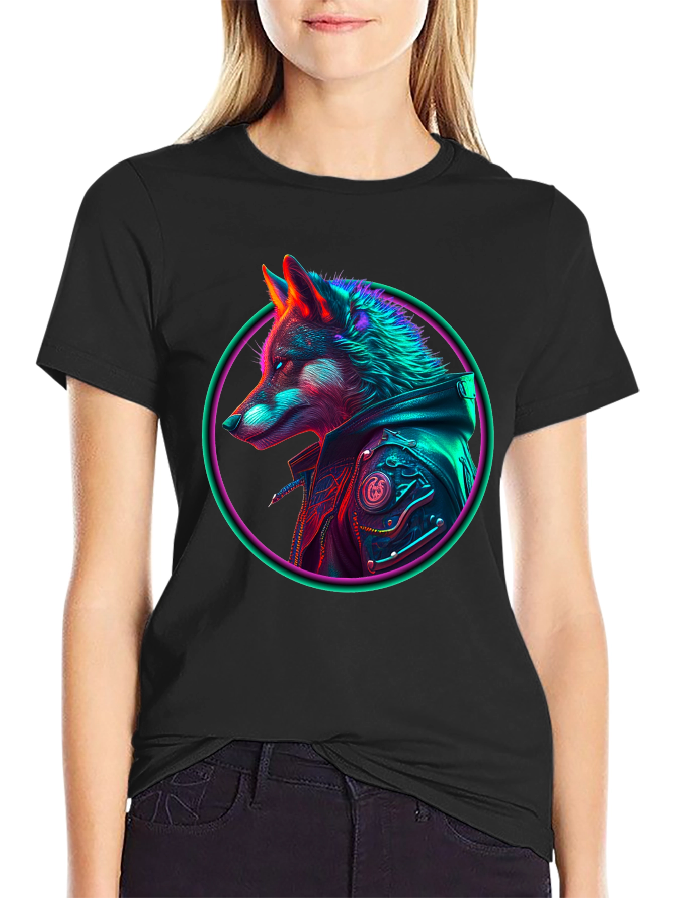 Neon Wolf Graphic T-Shirt - Streetwear Style