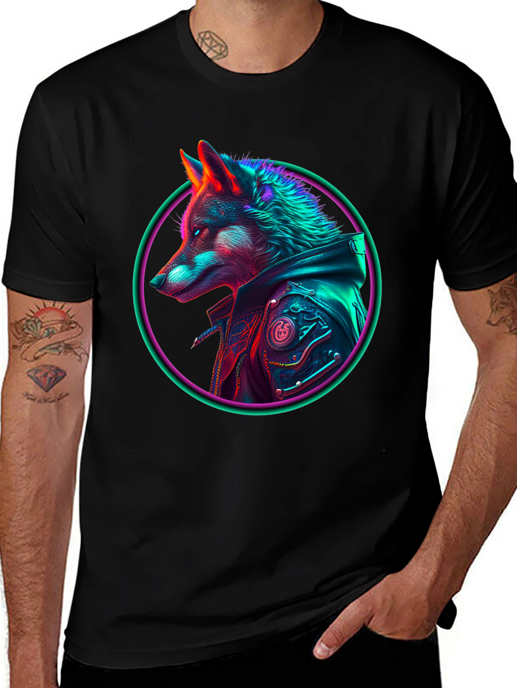 Neon Wolf Graphic T-Shirt - Streetwear Style