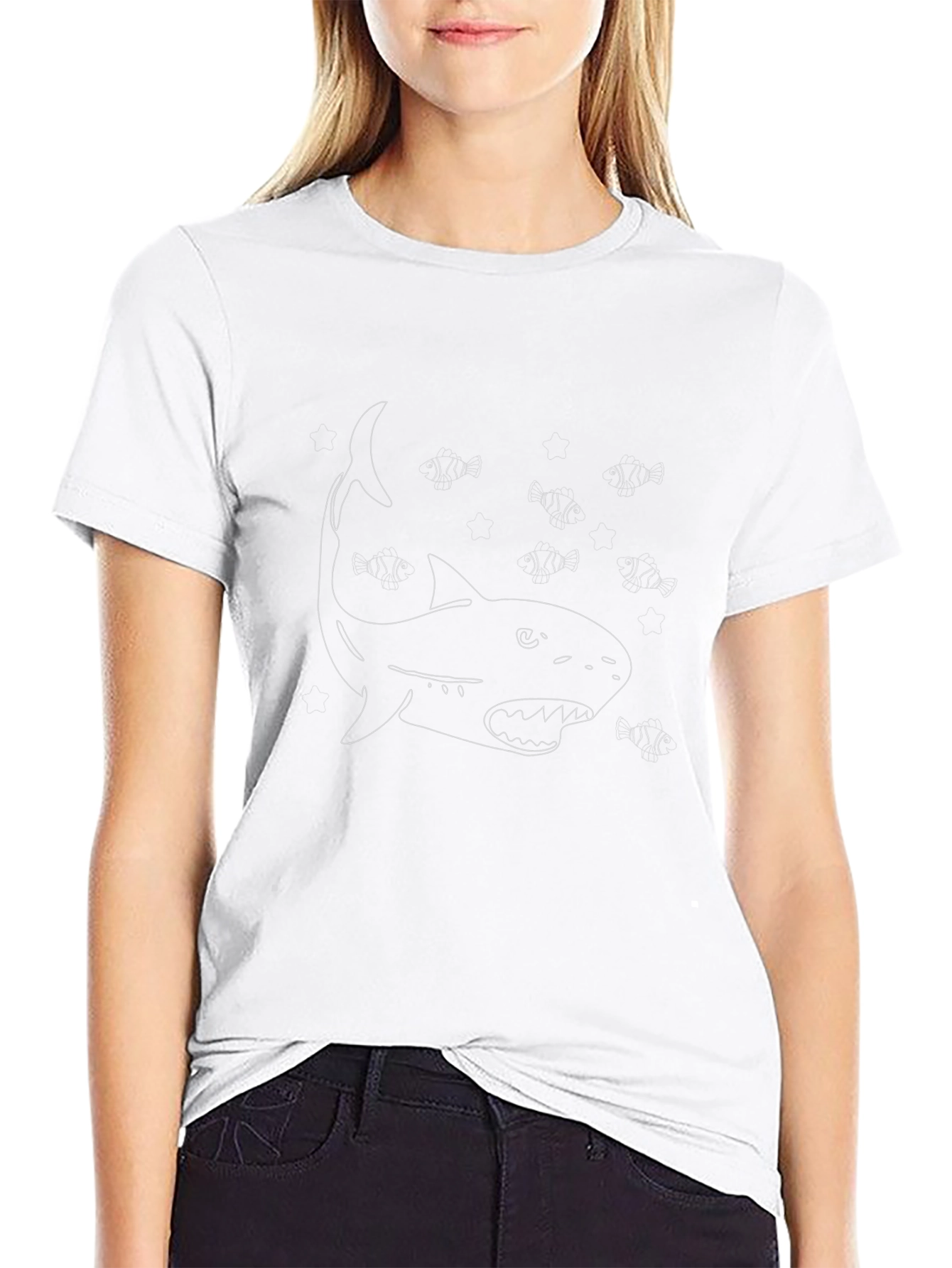 Shark Graphic Tee - Mens Black Cotton T-Shirt