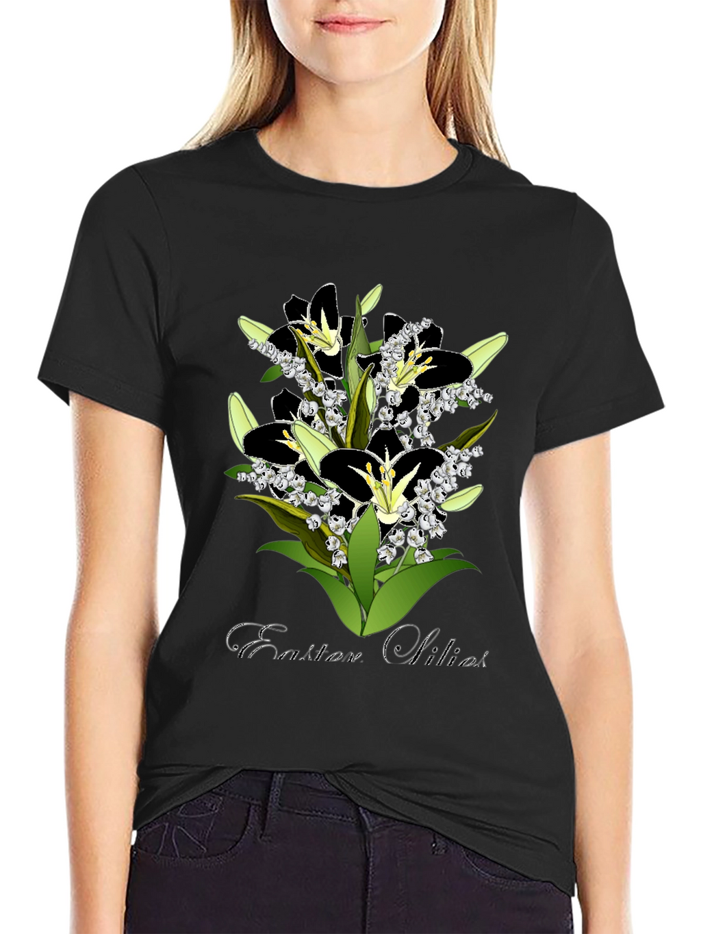 Easter Lilies Graphic T-Shirt - Stylish Floral Design