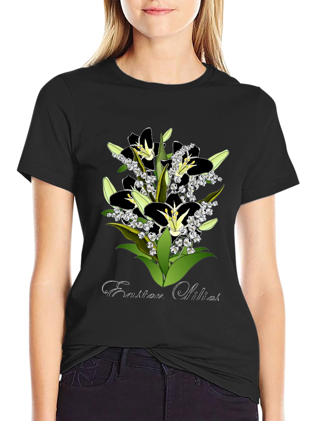 Easter Lilies Graphic T-Shirt - Stylish Floral Design