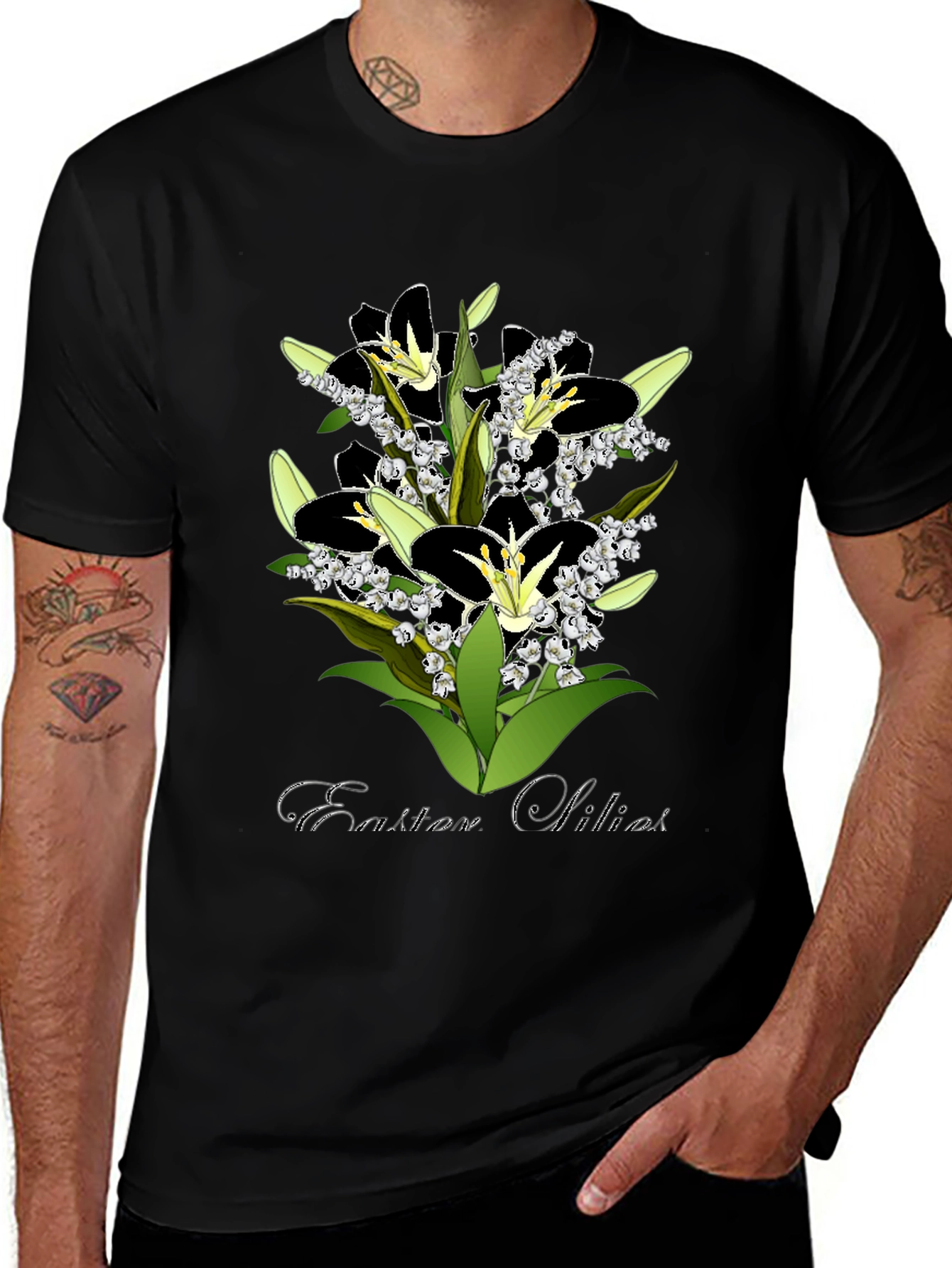 Easter Lilies Graphic T-Shirt - Stylish Floral Design
